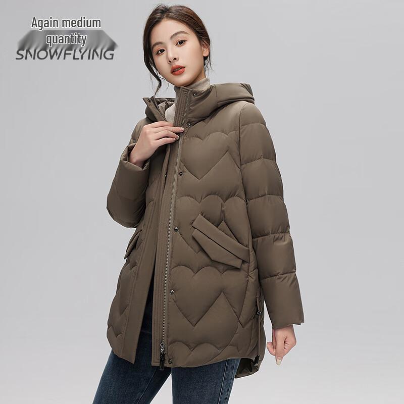 Snowflying Women's Mid-Length Hooded Down Jacket