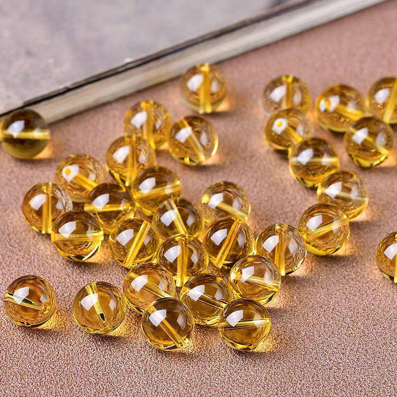 7A Grade Natural Citrine Loose Beads Bracelet - Clean Brazilian Crystal Spacer Beads