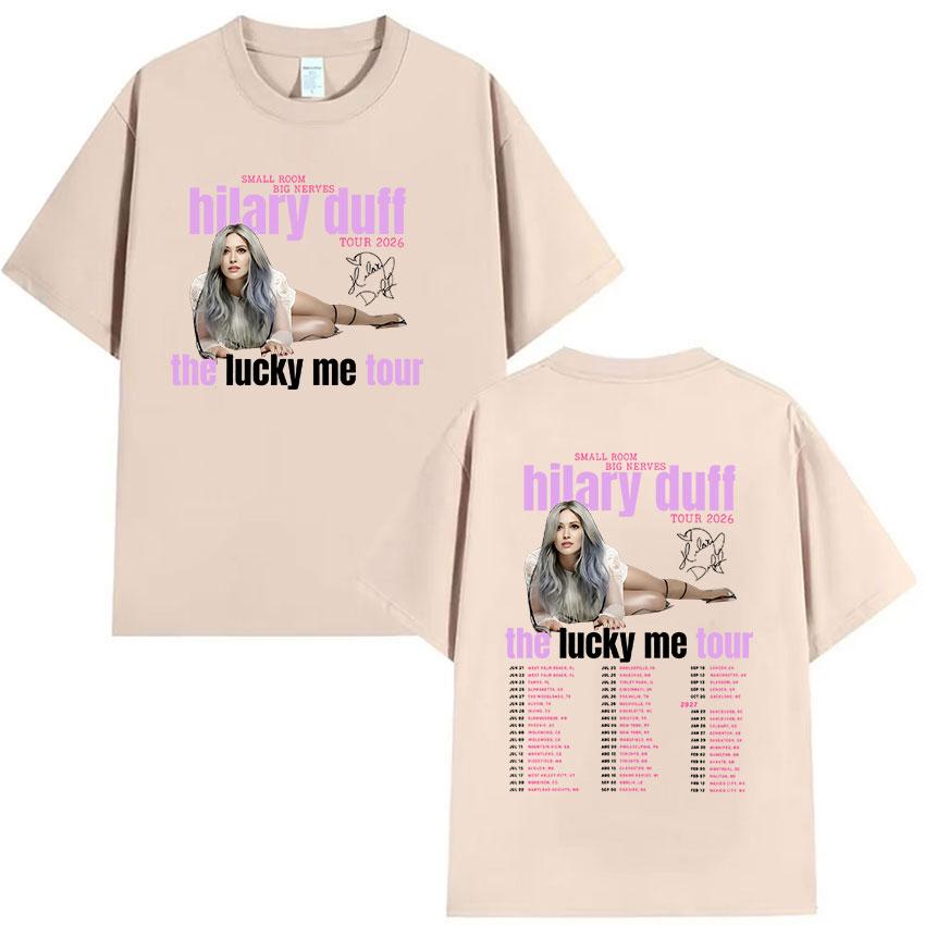 Hilary Duff SMALL ROOMS BIG NERVES Tour 2026 Print Tshirts Unisex Women Vintage High Quality Fashion Oversized 100 Cotton Tshirt