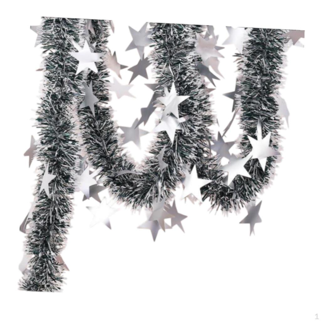 Stars Christmas Tinsel Garland Holiday Hanging Ornament for Home Tree