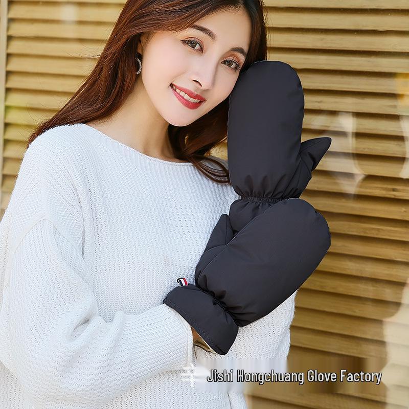 Wiatroszczelne Zimowe Rękawice Rowerowe Męskie i Damskie - Grube, Ciepłe Rękawice Łapawice Bawełniane