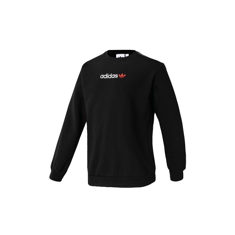 adidas originals Linear Crew logo Printing Casual Sports Black Men s FT9281 S
