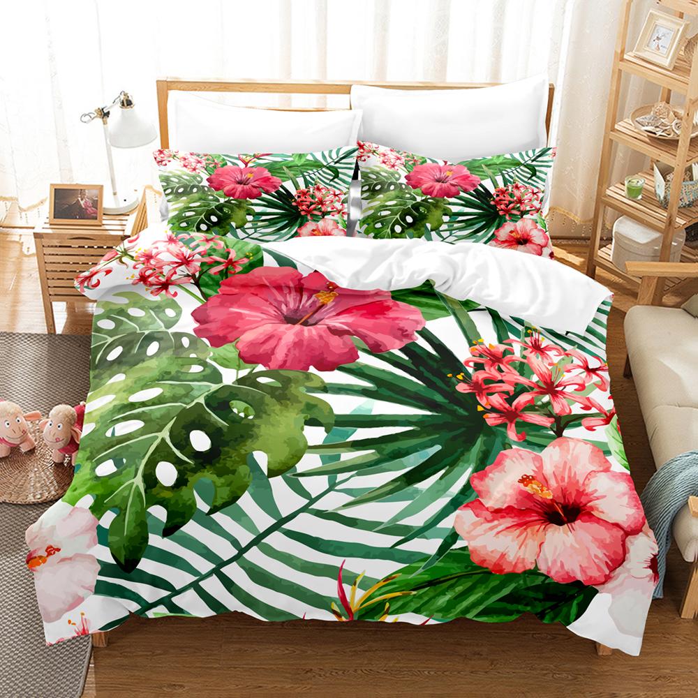 

Flowers Bedding Set 3D Printed Colorful Soft Comfortable Luxury King Queen Twin Size Duvet Cover Set for Bedroom Decoration EU Single 135x200cm