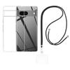 Case and Neck Strap for Google Pixel 7 - Transparent Soft TPU Adjustable Black Cord Phonillico®
