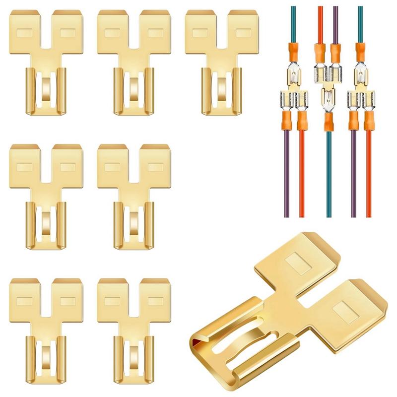 

Double Back Spade Connector Quick Disconnect Electrical Two-Way Wire Terminal Adapter Non-Insulated Male Single