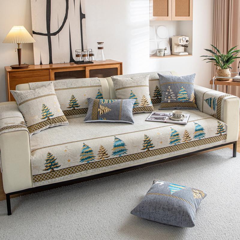 Nordic High-Grade Sofa Cushion Four-Season Universal Fabric Living Room Simple Modern Winter Leather Seat Cushion Cover Full Cover Towel