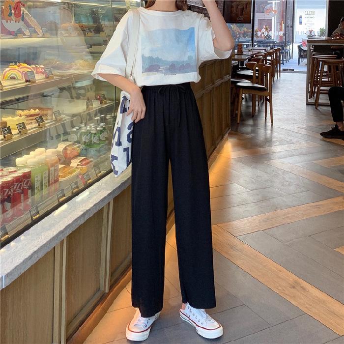 1116 spring and summer Korean version loose casual pants women's straight nine-point wide-leg pants high-waisted sweatpants