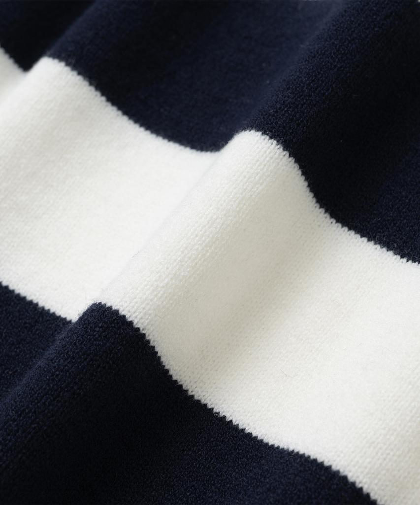 KNITTED (Unisex) Striped Rugby Collar Knit Navy