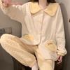 G5Z Women's Long Sleeve Loose Pajamas - Air Cotton, Cartoon, Thickened for Spring, Autumn & Winter, Korean Style.