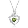 [FANCIME] Summer Festival Necklace for Women "Blossom Heart" Heart Rose Peridot August Birthstone Open Heart Rose Zirconia Sterling Silver Girlfriend