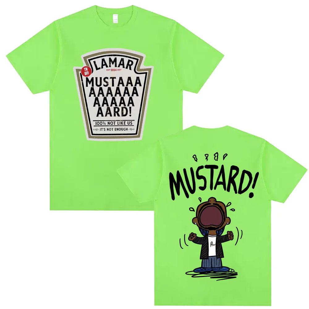 Kendrick Lamar Mustard T Shirts Unisex Harajuku Hip Hop Short Sleeve Popular Music T Shirt Unisexs Casual Cotton Oversized Tshirt