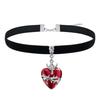 Gothic Punk Red Drop Glaze Skull Cross Thorns Heart Shape Pendant Necklace Black Velvet Choker for Women Hallowmas Party Jewelry