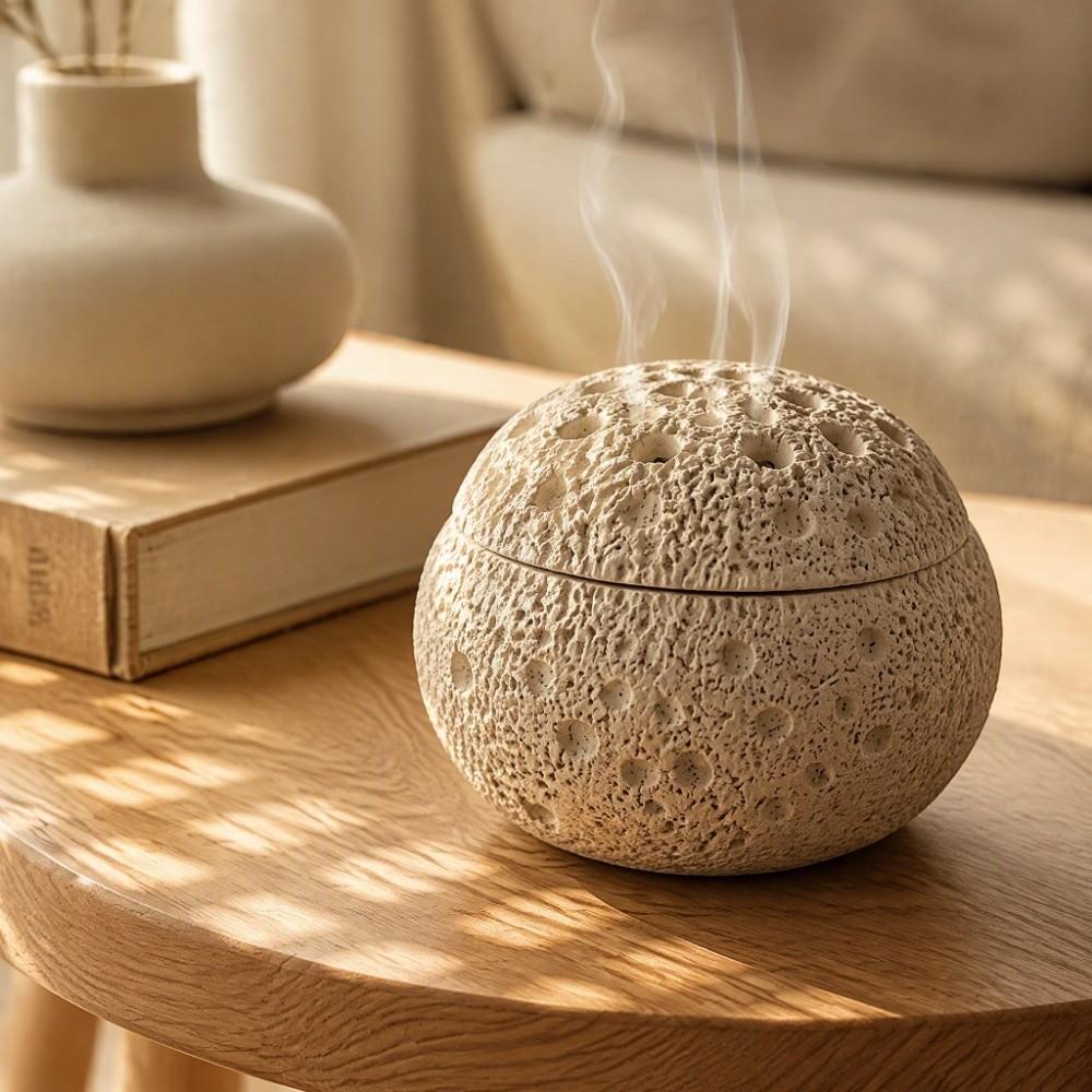 Matte Texture Incense Burner Anti-Fly Ash Lid Aromatherapy Ornament Fragrant Plate Hotel Office
