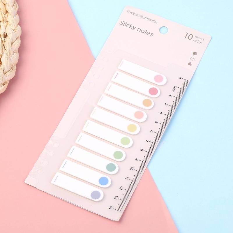 Solid Color Sticky Note Index Label Book Notebook Page Marker Paper Bookmark Tearable Waterproof Stationary Stickers
