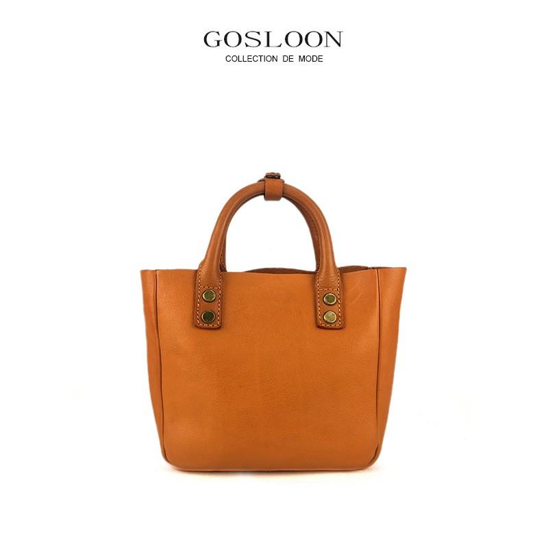 French Vintage Handmade Leather Crossbody Bag Women Small Square Shoulder