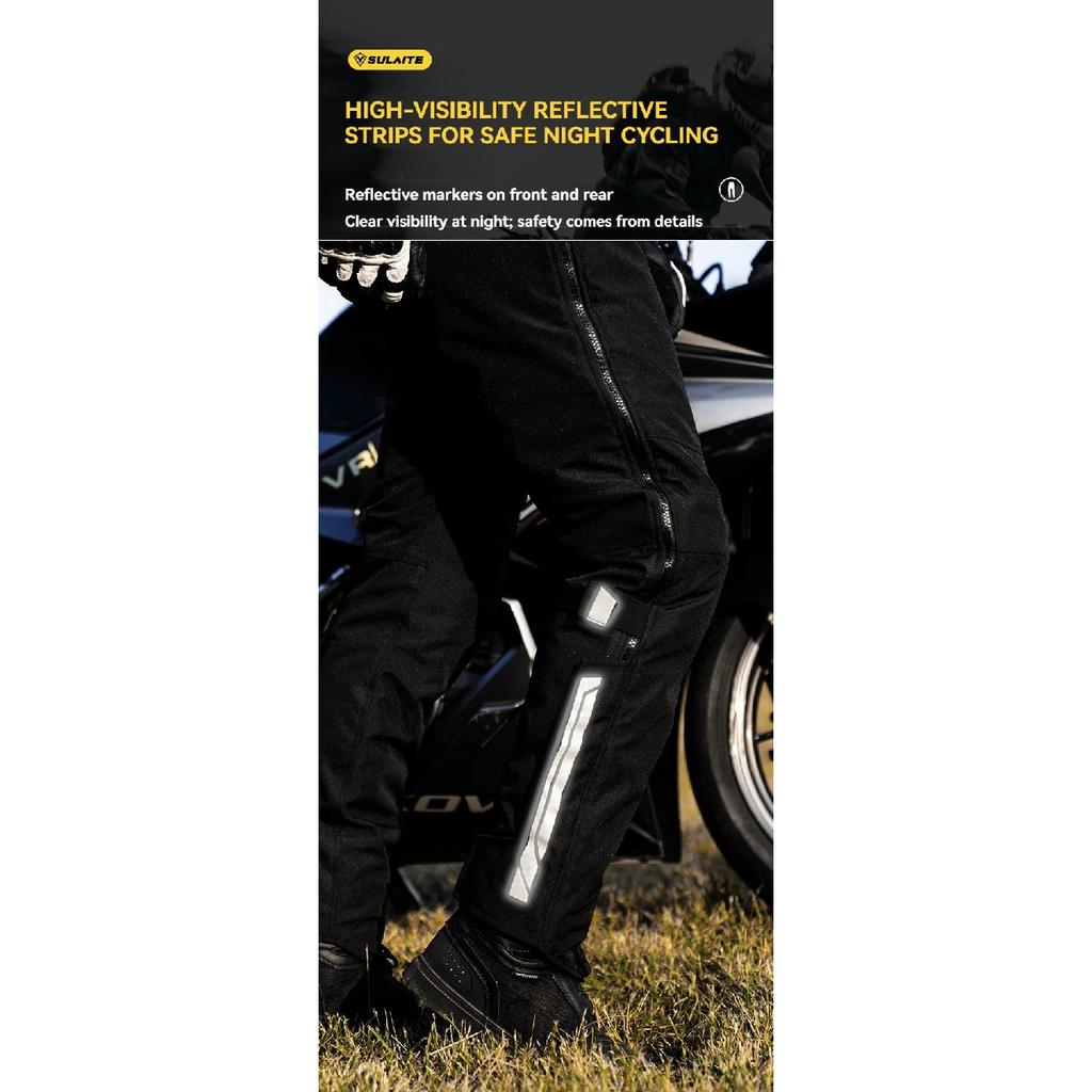 SULAITE Men's Motorcycle Pants Quick Release Winter Warm Quick Take Off Trousers Built in CE Protectors Water Repellent Pants