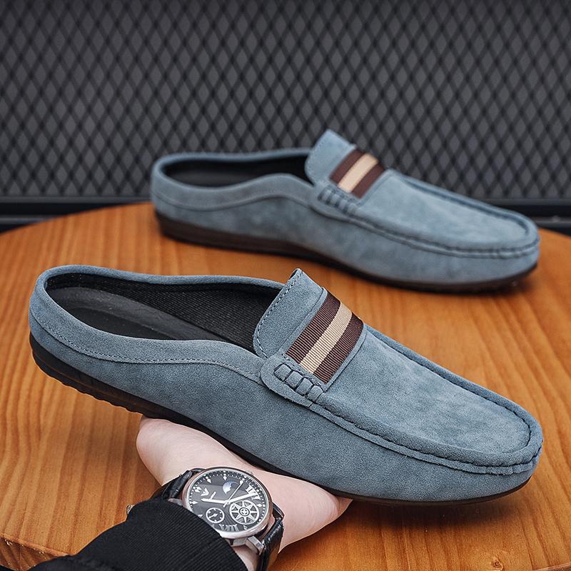 Fashion Lefu Shoes Men's Lightweight Bean Shoes Summer One Step Push Lazy Breathable Casual Half Support Slippers for Men