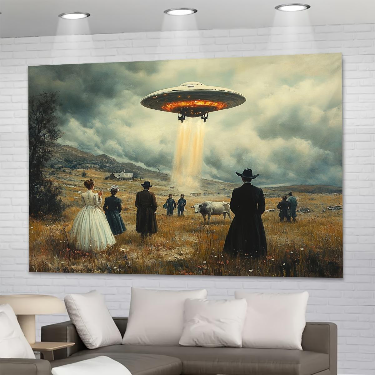Jmg Household Supplies Unisex Alien Encounter Tapestry: Historical Scene With Ufo For A Unique Home Decor