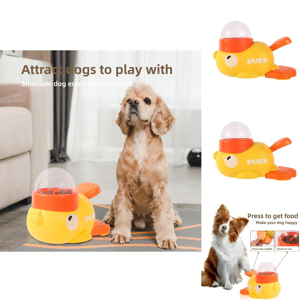 Yellow Pet Food Dispenser And Interactive Toy For Cats And Dogs With Abs Construction