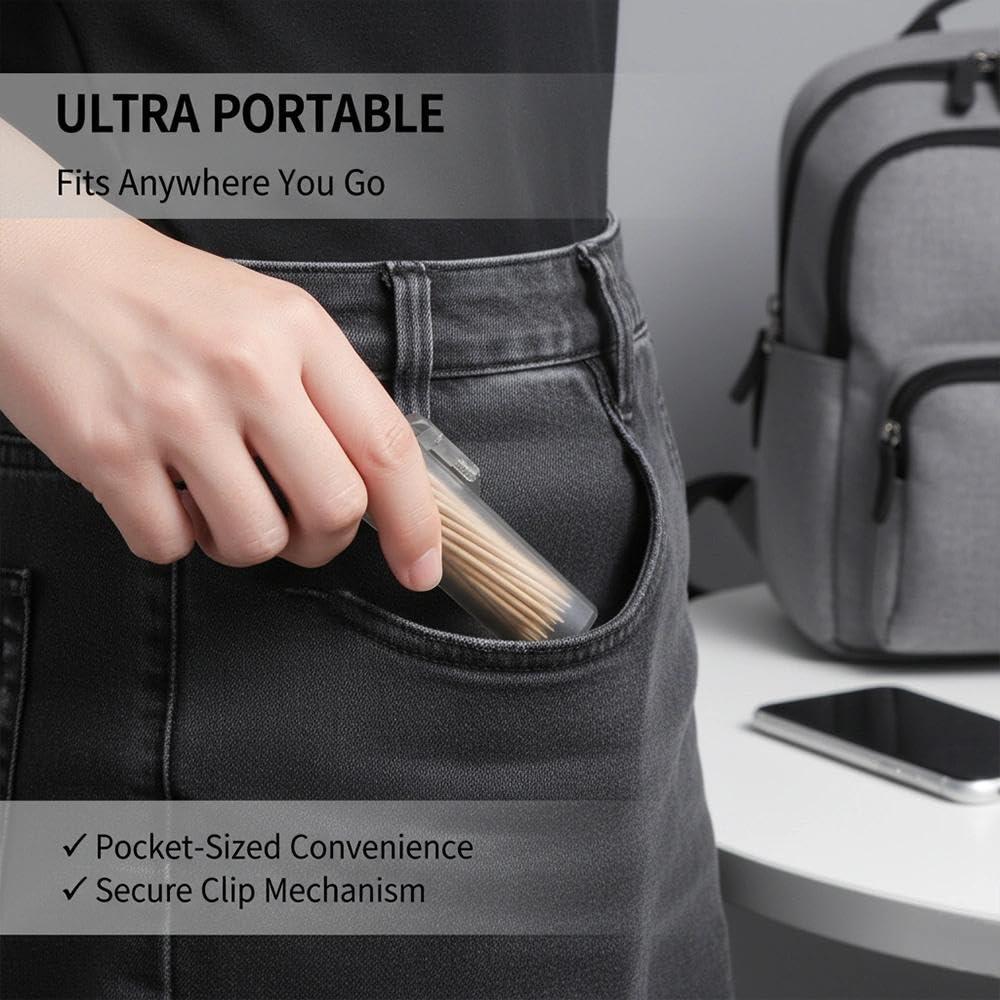 6pcs Portable Transparent Plastic Toothpick Holder - Compact & Durable Design for Travel, Kitchen, and Restaurant Use