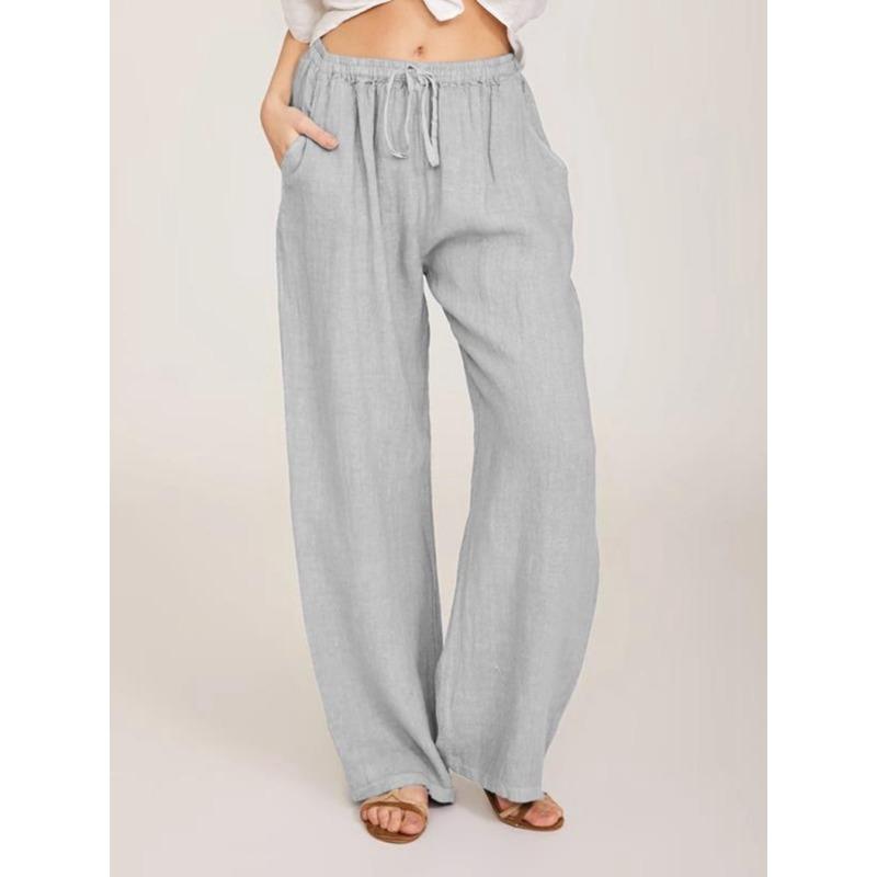 GMXIA Women's Fashion Casual Solid Color Print High Waist Pants & Capris