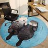 1pc Otter Family Office Round Area Rug, Indoor Mat Suitable For Office, Under Office Chairs Bedroom Living Room Home Decor, Room Deco