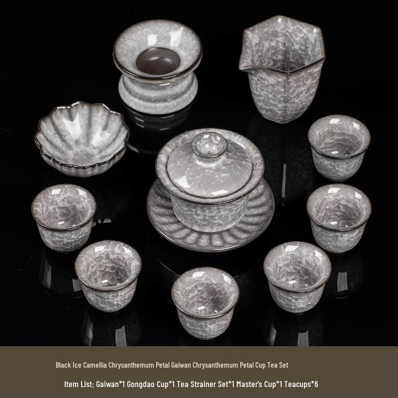 Tea Xun Ice Crystal Crackle Ceramic Kung Fu Tea Set