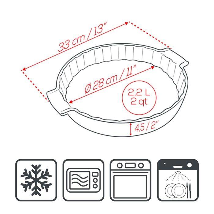Peugeot - 60404 - tourtiere en ceramique 28 cm - garanti 10 ans - fabrication francaise - coloris ardoise