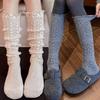 Hollow Out Knitted Foot Cover Sweet Lolita Boots Cover Trendy JK Knee High Socks  Girl
