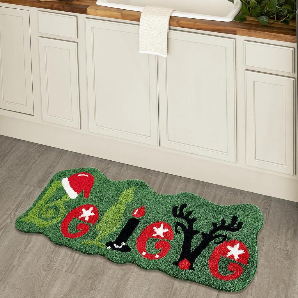 Imitation Cashmere Flocking Floor Mats: Christmas Tree, Bathroom, Door, and Holiday Décor