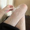 White and Black Hollowed Out Lace Mesh Pantyhose Floral Rattan Bottomed Stockings
