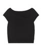 AWESOME STUDIO Asymmetrical Collar Off-Shoulder Knit Black