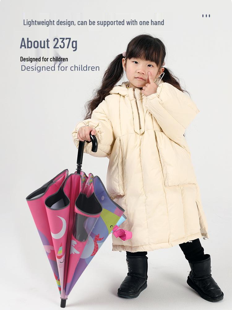 Kids' Adorable 3D Umbrella: Safe, Dual-Use Sunshade & Rain Cover