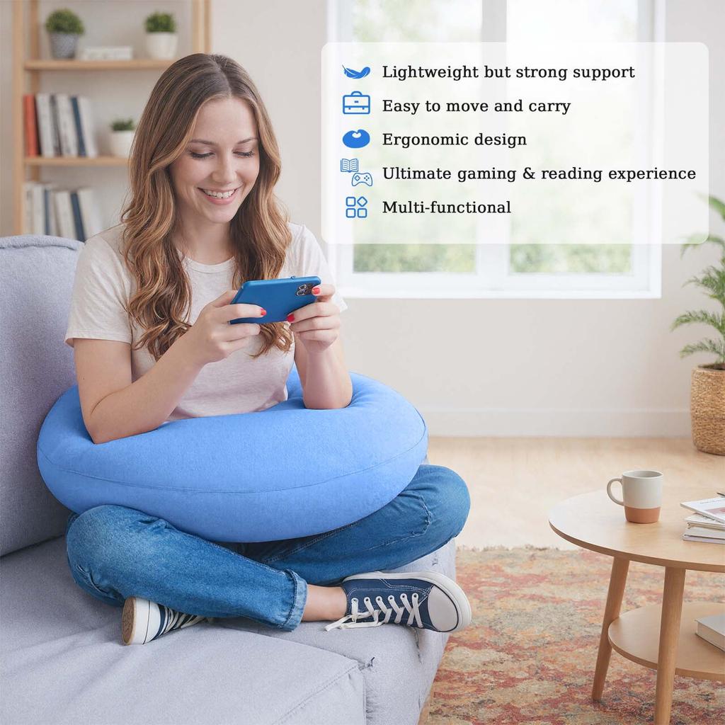 Ergonomic Gaming Pillow, Velvet U-Shaped Lap Cushion with Memory Foam for Long Sessions, Arm Support Reading Pillows for Bed & Sofa