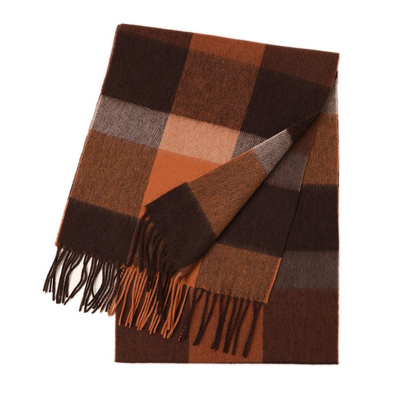 Hong Rong Unisex Wool Plaid Scarf - Warm for Autumn/Winter