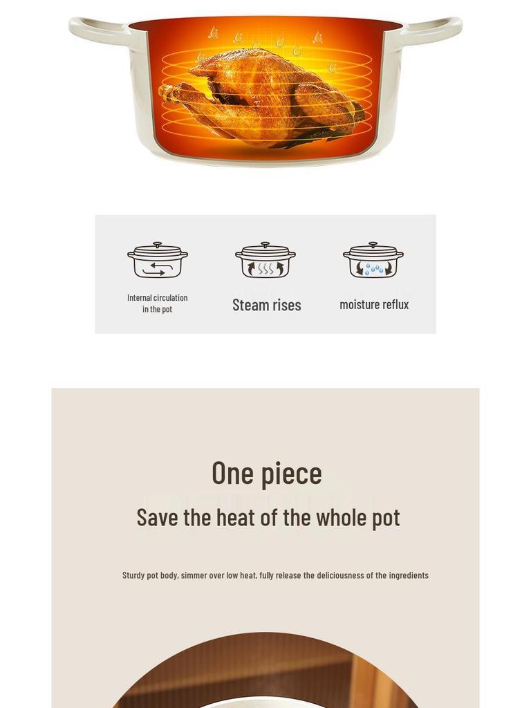 Mingjue Antihaft-Emaille-Kasserolle, Aluminiumlegierung, Induktionsgeeignet, für Eintopf und Suppe.