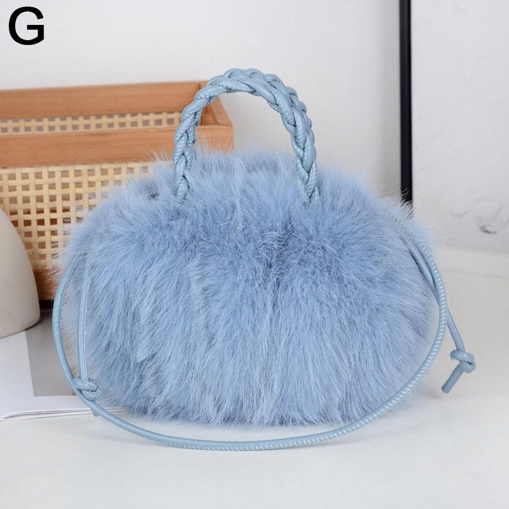 Cute Pumpkin Bag Faux Fur Tote Bag Women's Bucket Plush Luxury Design Ladies Handbags Soft Winter Crossbody Shoulder Bags