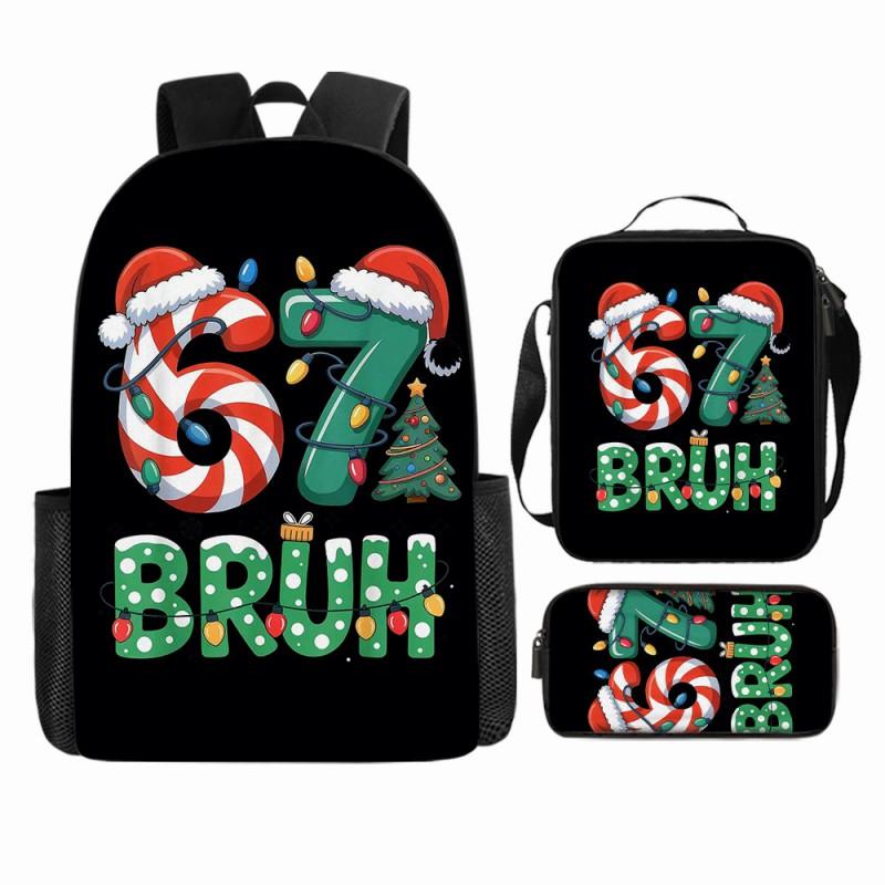 Cartoon Brainrot-Themed Backpack Crossbody Bag Pencil Case School Kids Ages 10-12