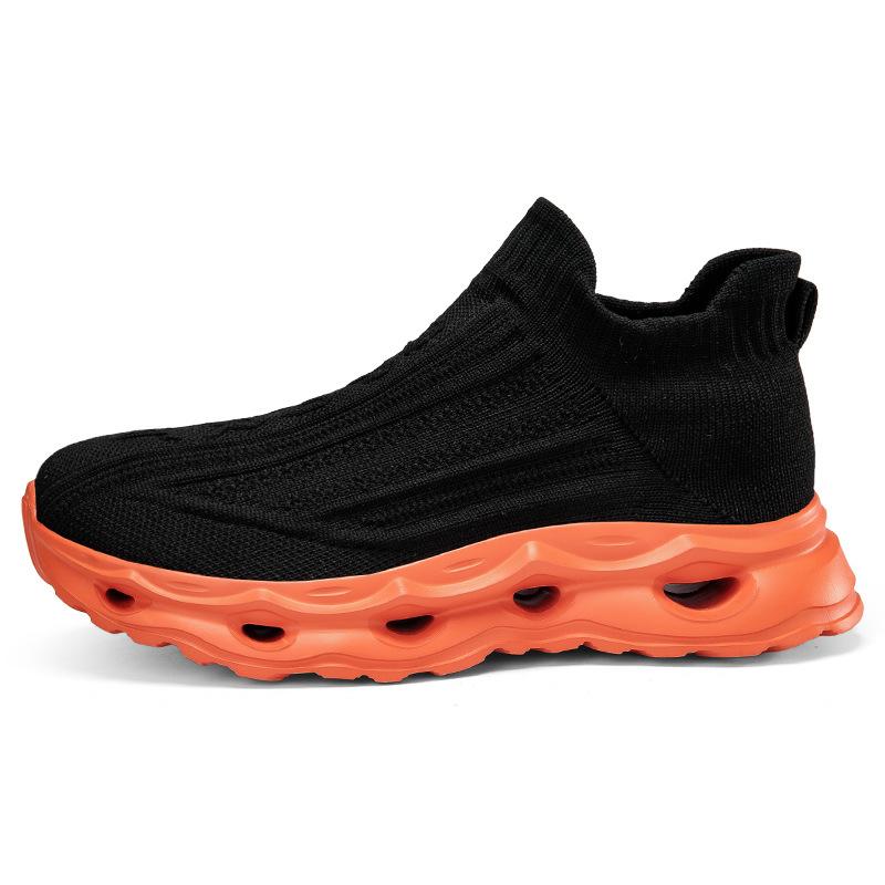 Fashion Four Seasons New Lazy Straight Casual Men's and Women's Shoes Knitted Mesh Breathable Thick Bottom Cushioned Running Shoes