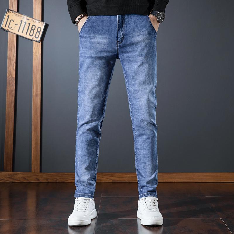 

Autumn 2025 Men s Slim Fit Korean Style Jeans - Versatile Straight-Leg Stretch for a Trendy Casual Look 30 синий