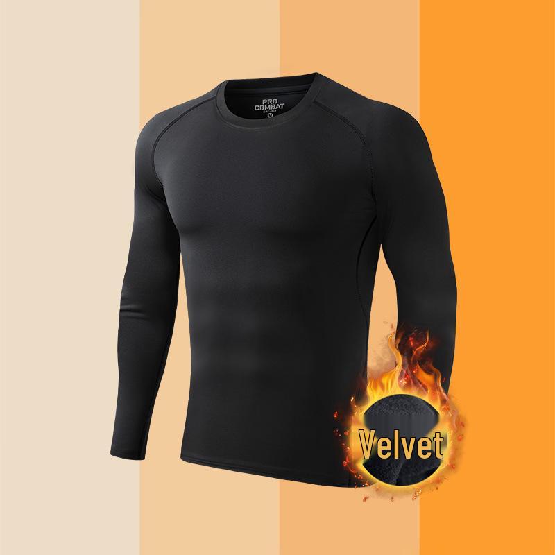 

Men s Quick-Dry Thermal Base Layer Top - Velvet-Lined, Long Sleeve, Tight Fit XXL [Recommended 140-160 jin]
