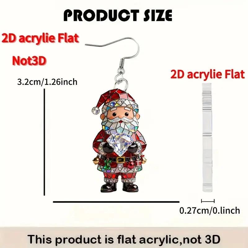 New Santa Claus Acrylic Earrings - Christmas Party Jewelry