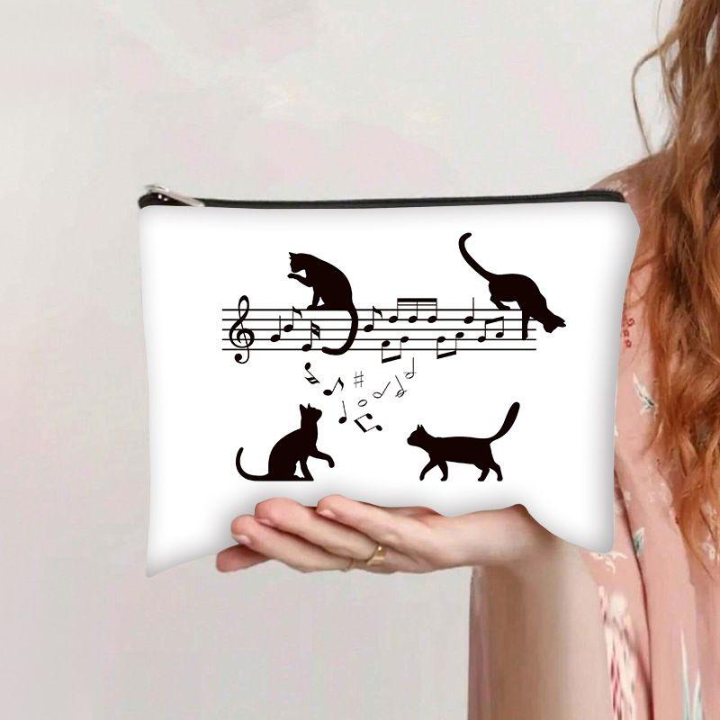 Retro kosmetyczka z kotem płócienna na zamek duża pojemność piórnik kosmetyczka torba do prania ręcznego