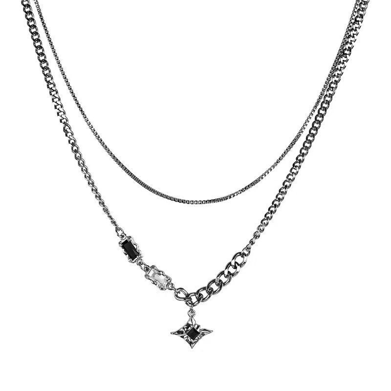 Design Black Zircon Galaxy Mangxing Necklace Women'S Light Luxury Hip Hop Sweet Cool Jewelry Tide Cool Accessories