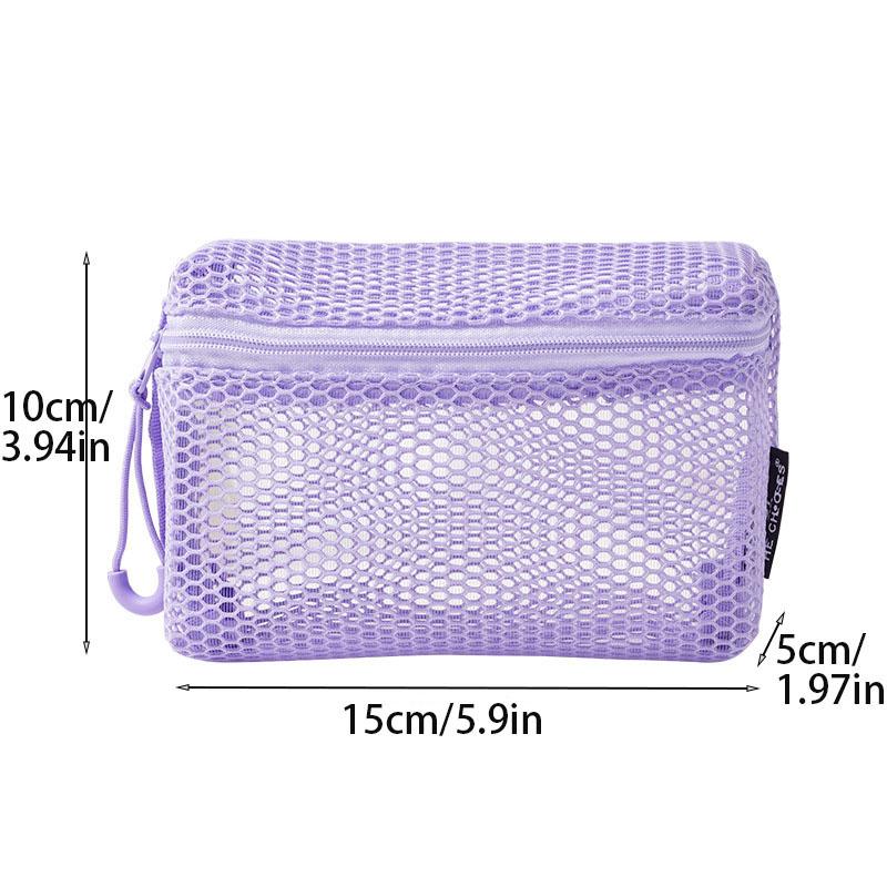 Casual Nylon Storage Pouch Hand-held With Zipper Cosmetic Bag Multipurpose Mesh Pouch Travel