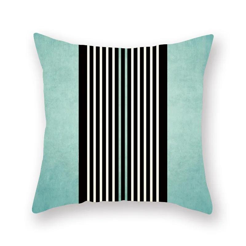 Simple Green Geometric Line Print Luxury Home Decoration Pillowcase Living Room Sofa Car Cushion Cover