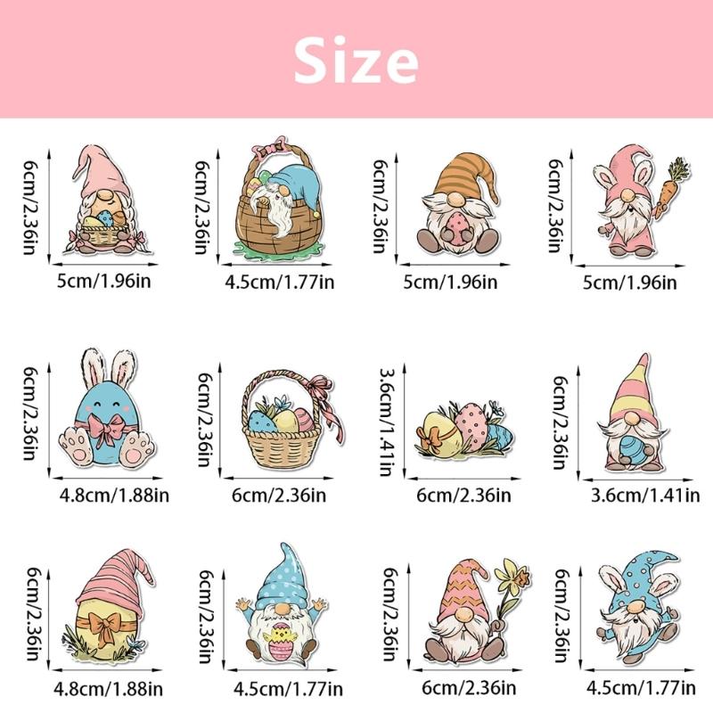 Colorful Easter Cake Decorations Set of 12pcs Rabbit Gnomes Cupcake Toppers Spring Theme Decor Easter Party Supplies