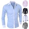 Business Herren Umlegekragen Langarm Colorblock Baumwolle Abschlussball Slim Hemd