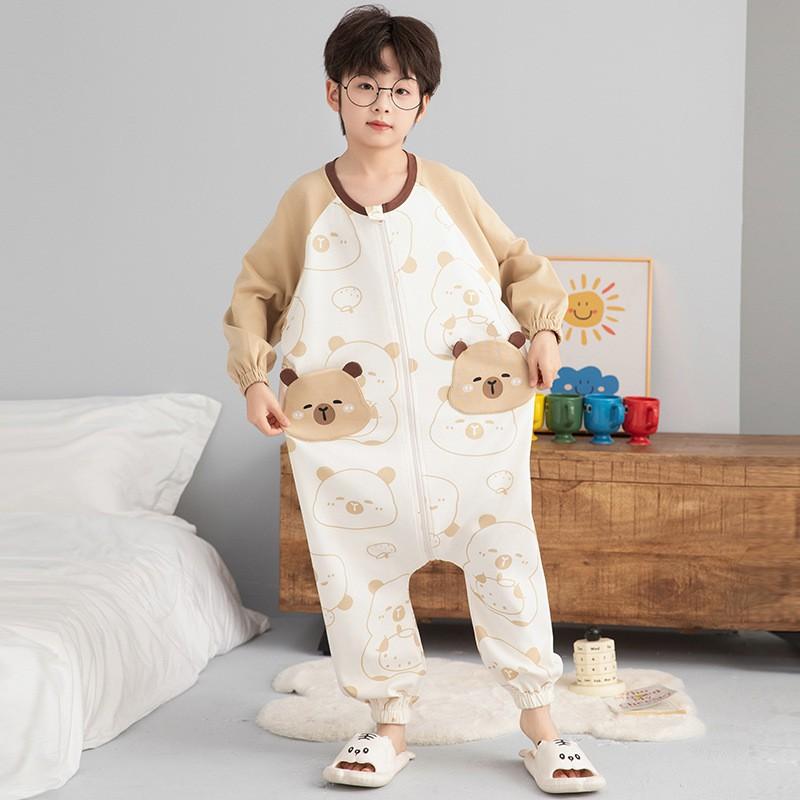 100% Cotton Kids Pajama Set One-Piece Sleepwear Boys Girls Toddler To Teen Warm Lightweight Nightwear