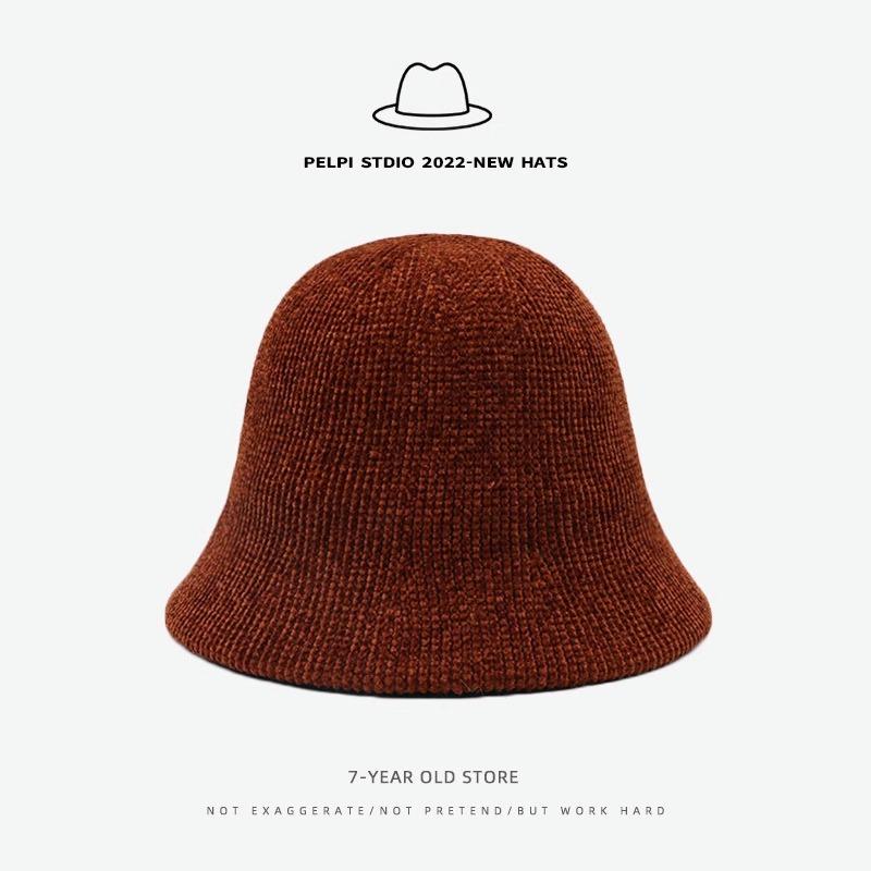 Big Head Circumference Autumn and Winter Hat Women's Basin Hat Warm Bucket Hat Knitted Bucket Hat Winter